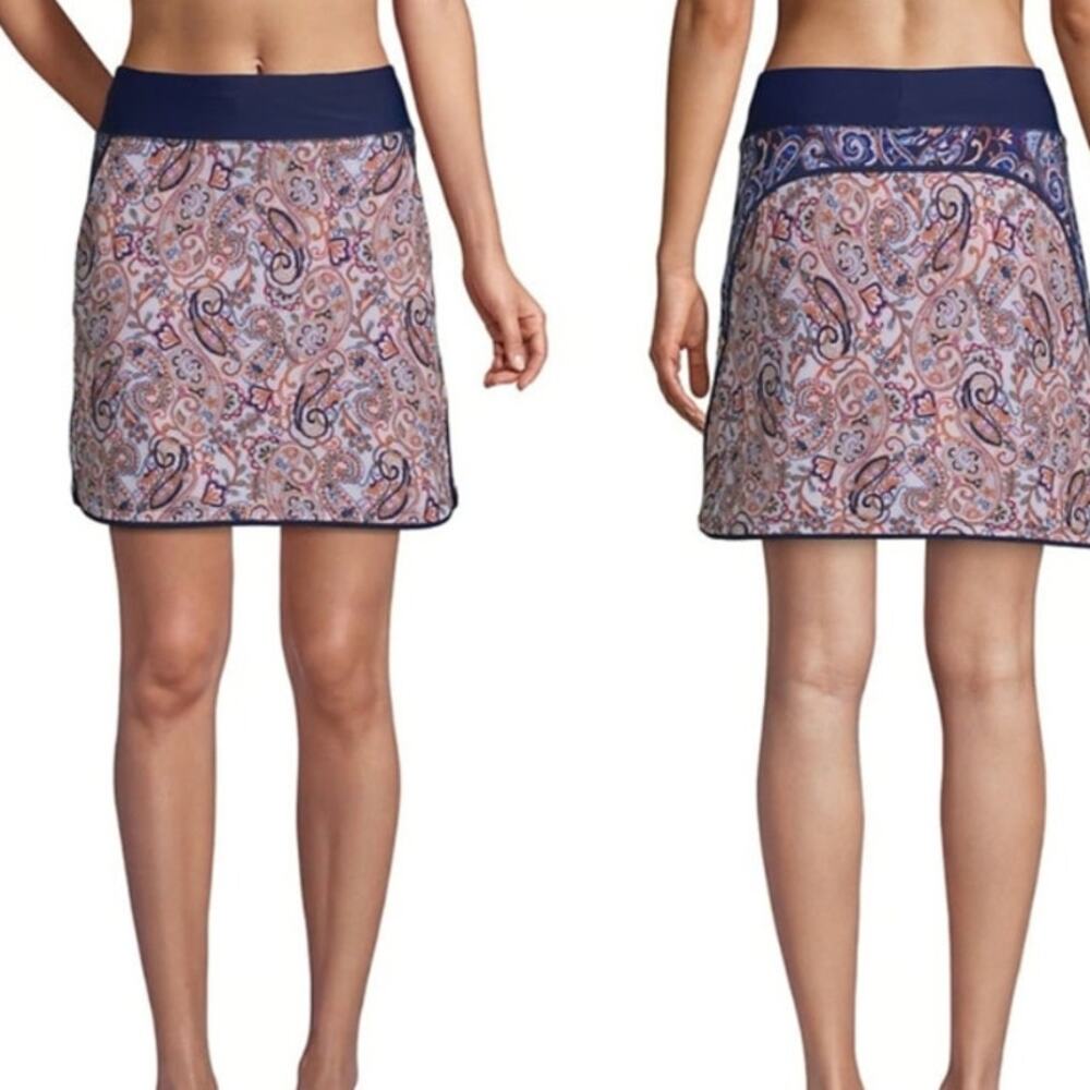 Lands’ End Blue Paisley Swim Skirt Size 16